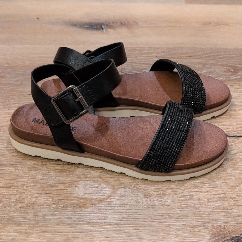 Madeline Black Strappy Rhinestone-Accent Sandals